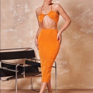 Orange Body-con Cutout Dress